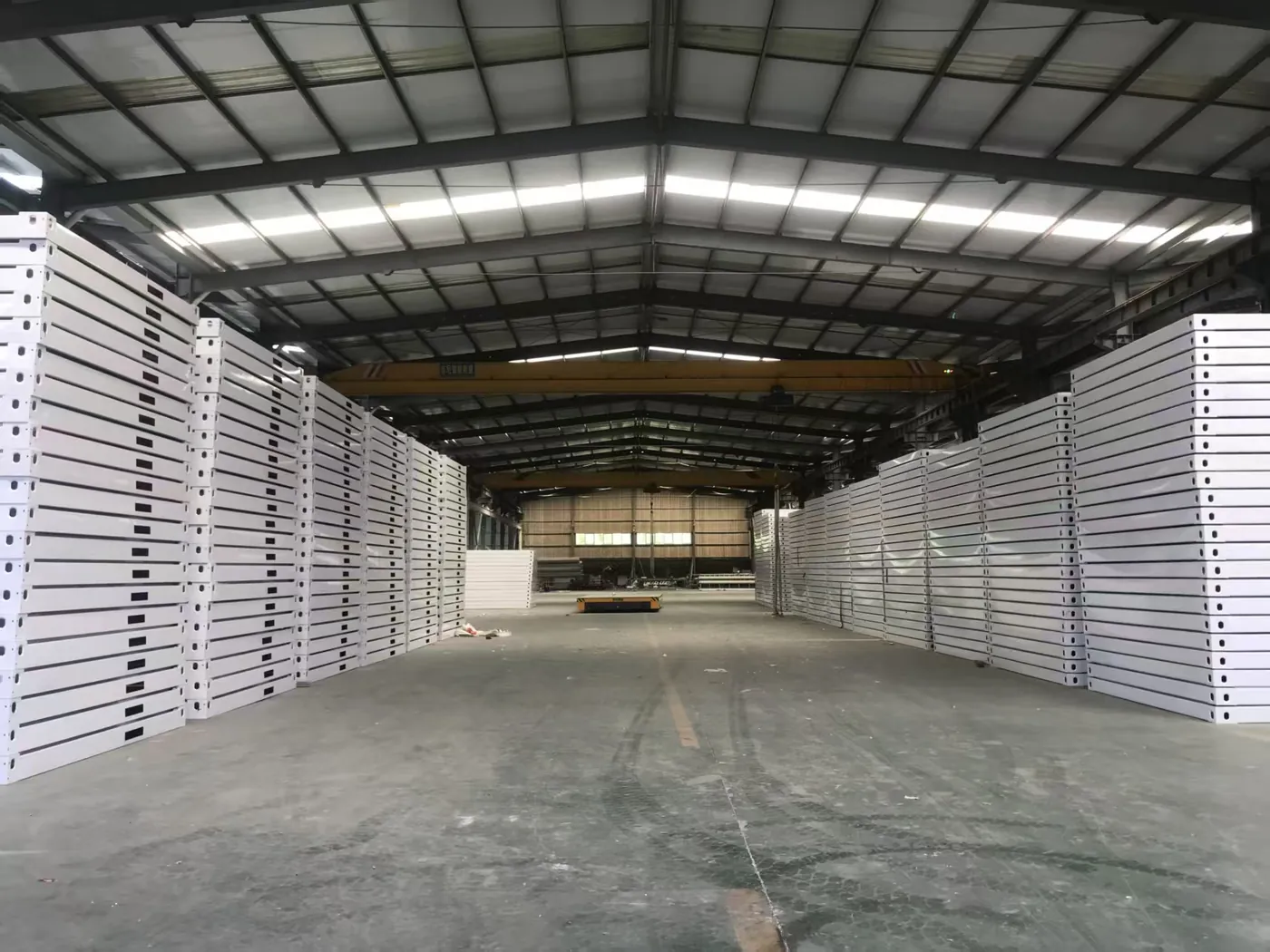 Finished units stacked in the warehouse
