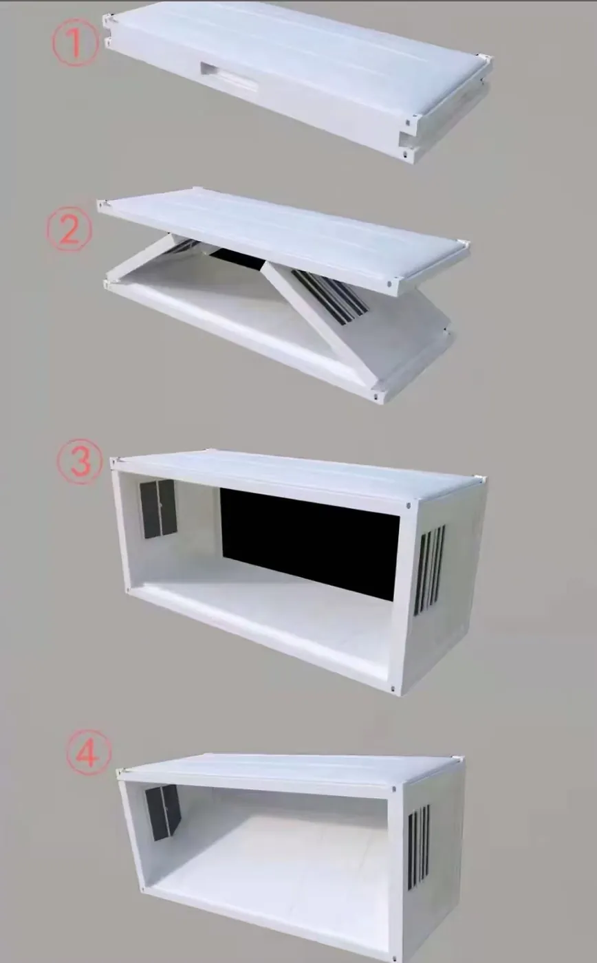 Folding container house unfolding steps